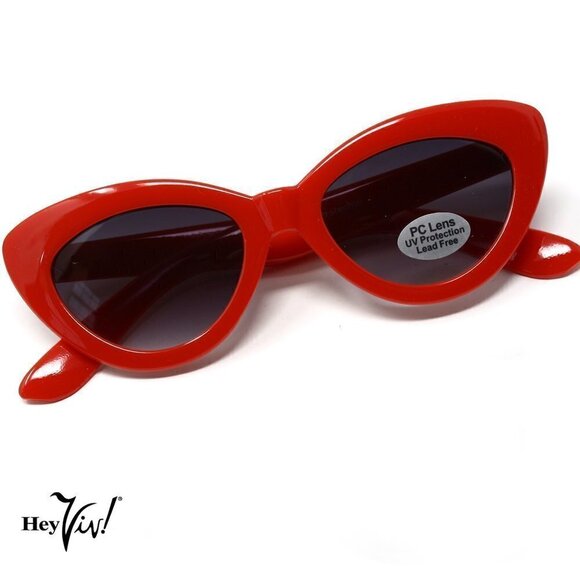 Kids Girls Size Retro 50s Style Cat Eye Sunglasses Shades -UV PC Lens - 5 Colors - Picture 2 of 8
